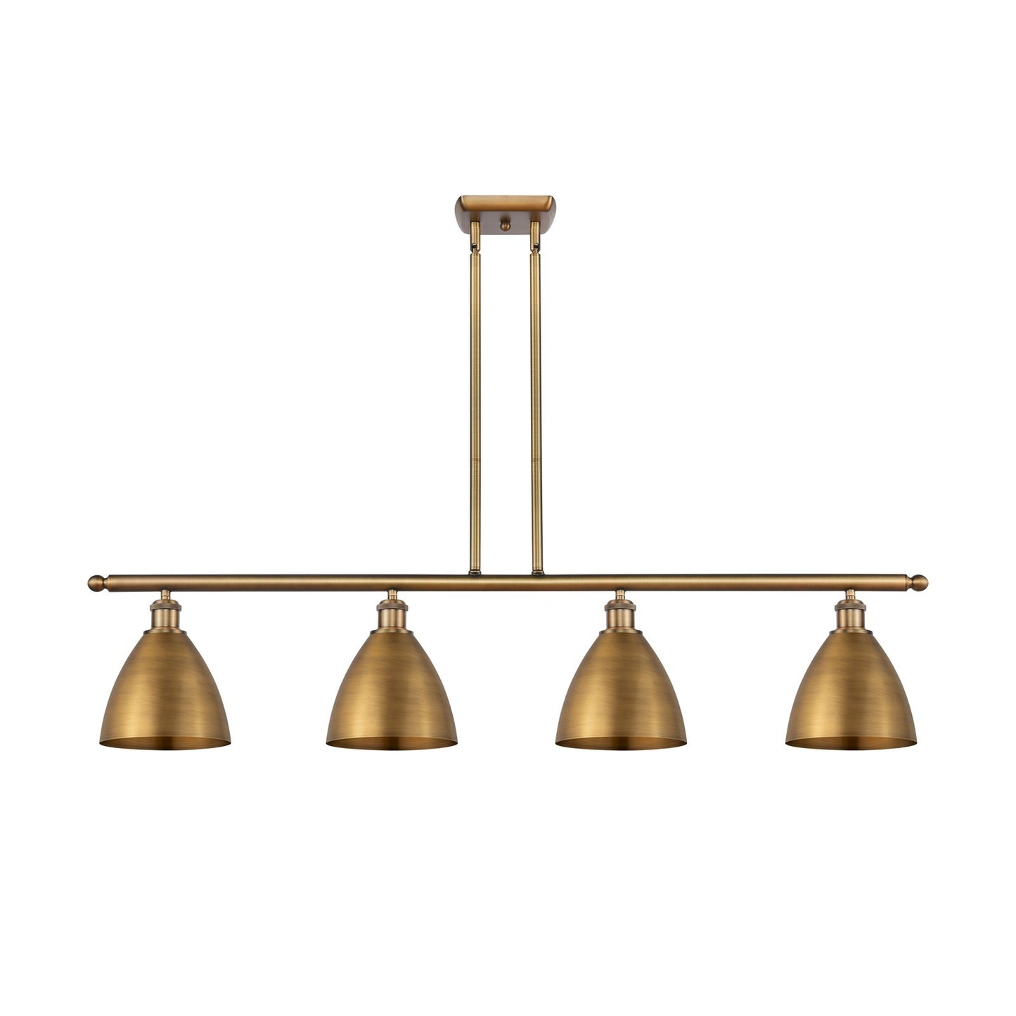 Innovations Bristol 48in 4-Light Island Light | Industrial Farmhouse Brushed Brass Steel and Brushed Brass Metal Shade | Model 516-4I-BB-MBD-75-BB-LED