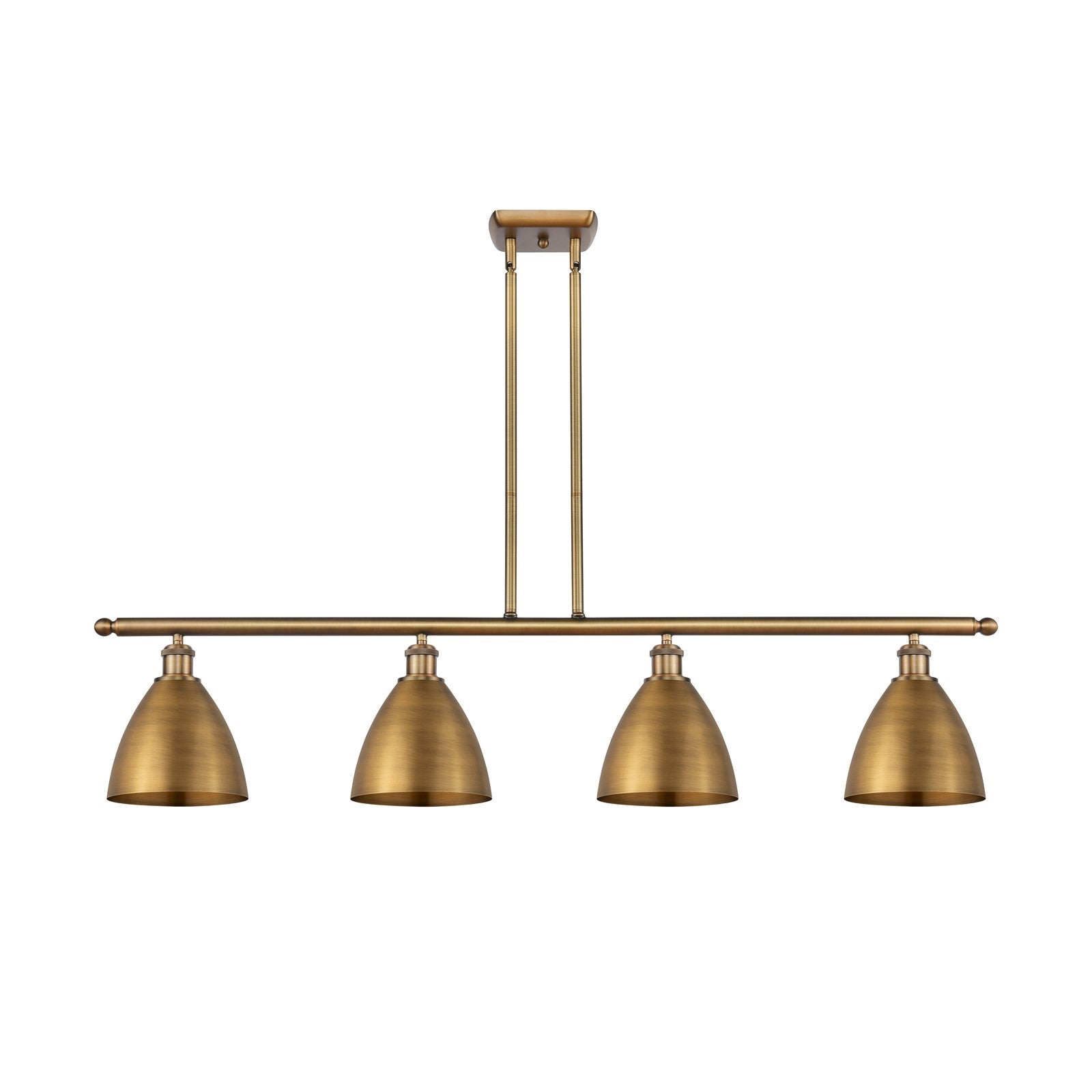 Innovations Bristol 48in 4-Light Island Light | Industrial Farmhouse Brushed Brass Steel and Brushed Brass Metal Shade | Model 516-4I-BB-MBD-75-BB-LED