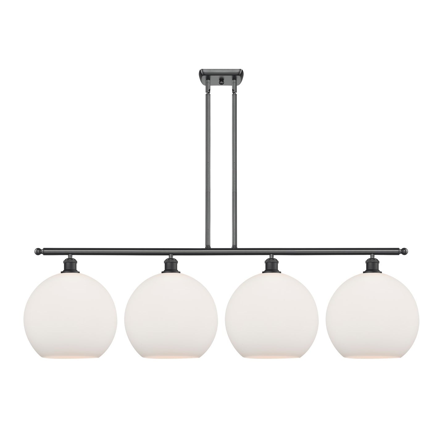 Innovations Athens 50in 4-Light Island Light | Industrial Modern Matte Black Steel and Matte White Glass | Kitchen Island & | Model 516-4I-BK-G121-12