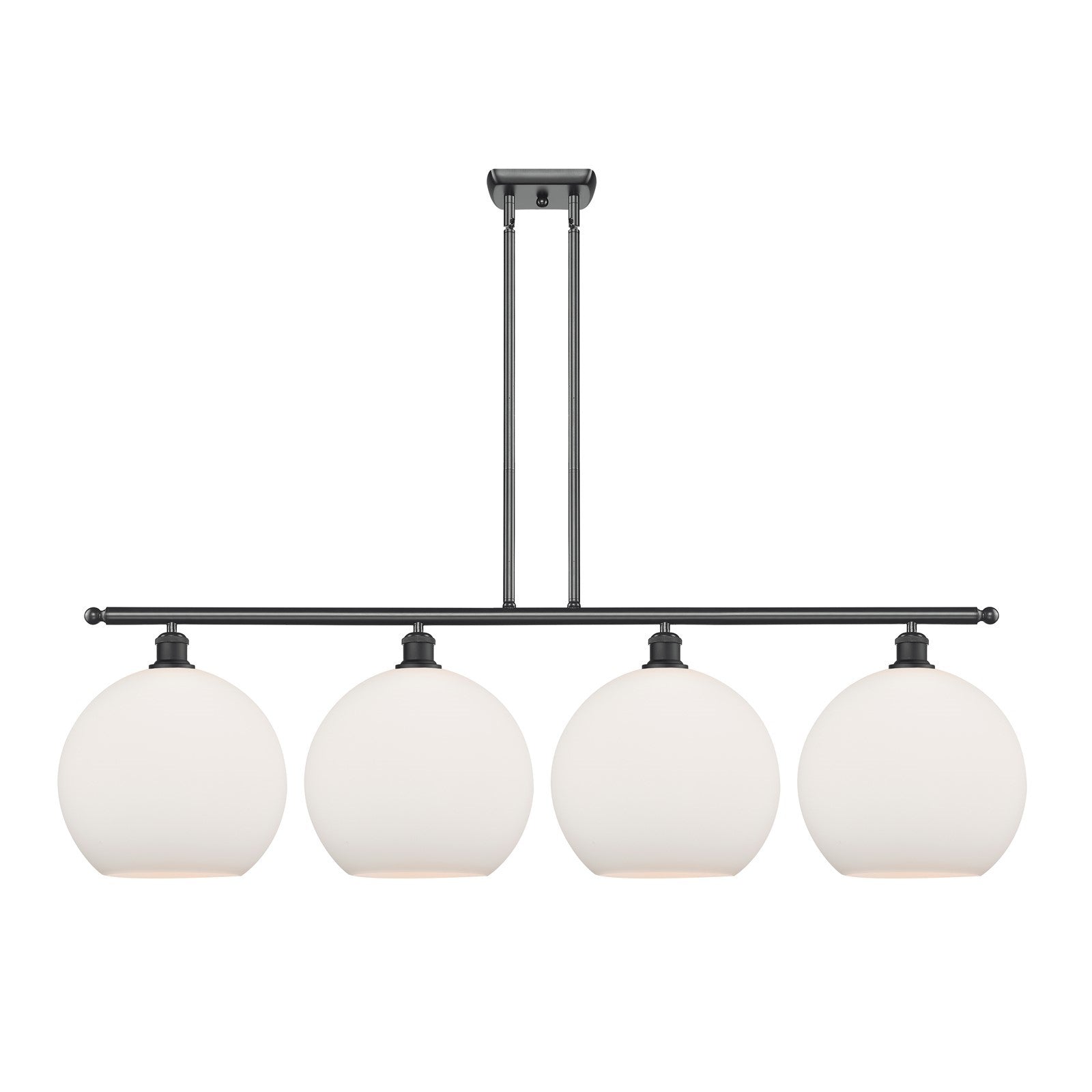 Innovations Athens 50in 4-Light Island Light | Industrial Modern Matte Black Steel and Matte White Glass | Kitchen Island & | Model 516-4I-BK-G121-12