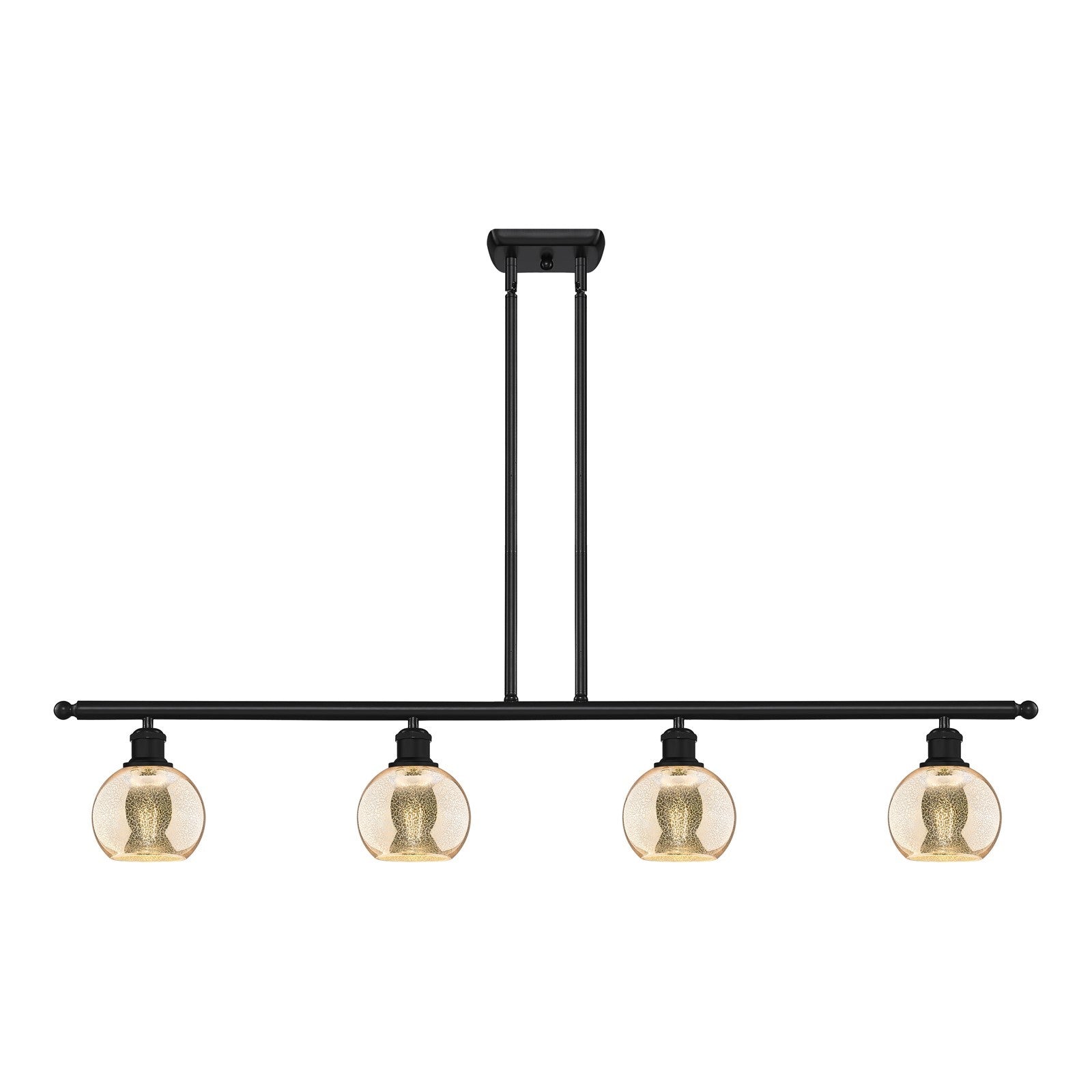 Innovations Athens 48in 4-Light Island Light | Industrial Matte Black Steel and Mercury Glass | Kitchen Island & Dining Room | 48 | Model 516-4I-BK-G128-6