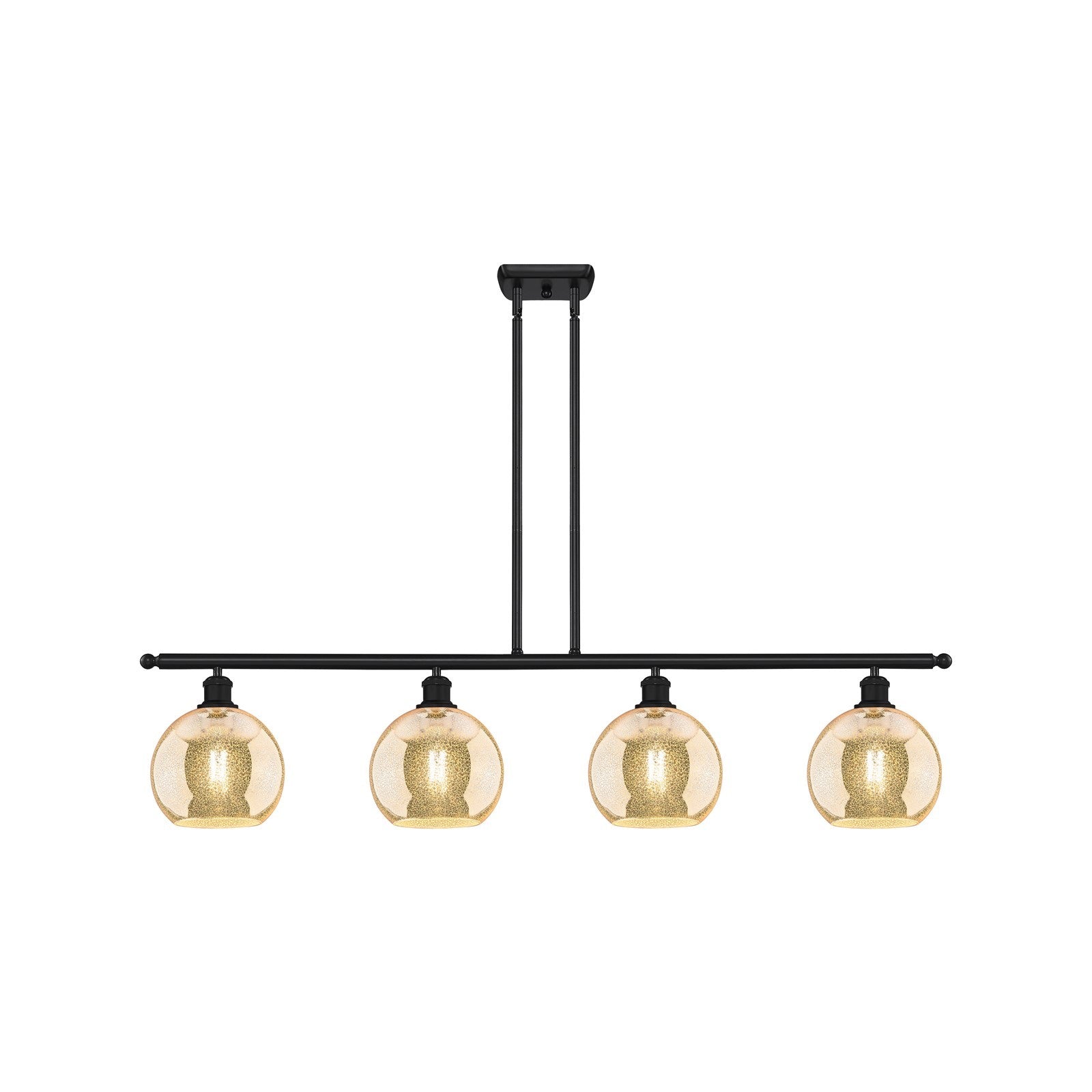 Innovations Athens 48in 4-Light Island Light | Industrial Matte Black Steel and Mercury Glass | Kitchen Island & Dining Room | 48 | Model 516-4I-BK-G128-8