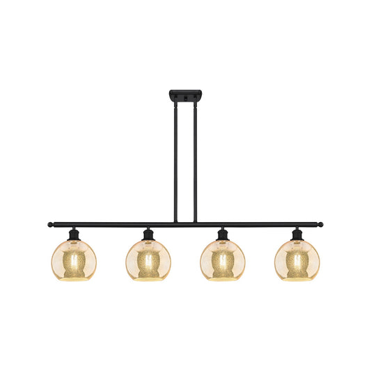 Innovations Athens 48in 4-Light Island Light | Industrial Matte Black Steel and Mercury Glass | Kitchen Island & Dining Room | 48 | Model 516-4I-BK-G128-8