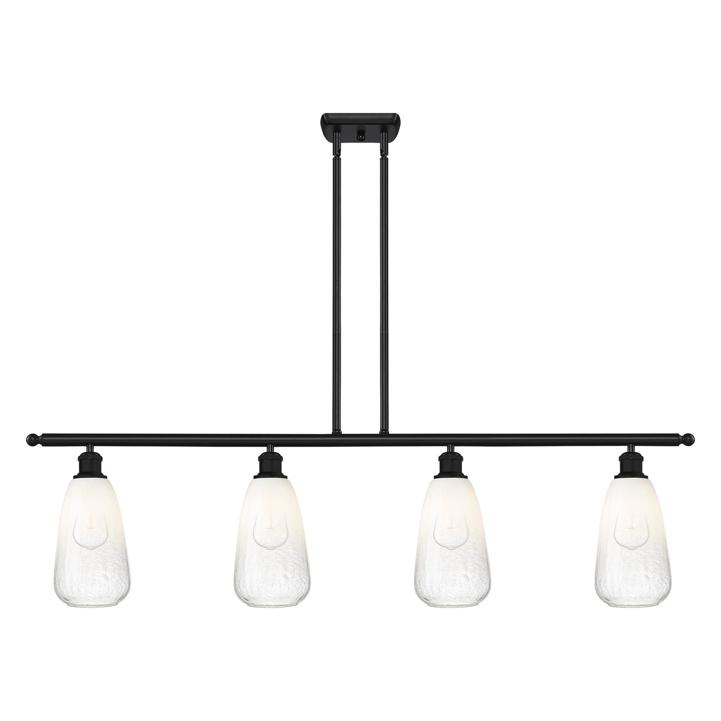 Innovations Brookhaven Almond 48in 4-Light Island Light | Industrial Matte Black Steel and Opal Glass | Kitchen Island | 48 x | Model 516-4I-BK-G480-6OP