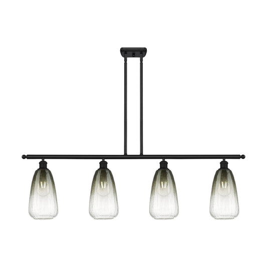Innovations Brookhaven Almond 48in 4-Light Island Light | Industrial Matte Black Steel and Slate Glass | Kitchen Island & | Model 516-4I-BK-G480-6SL