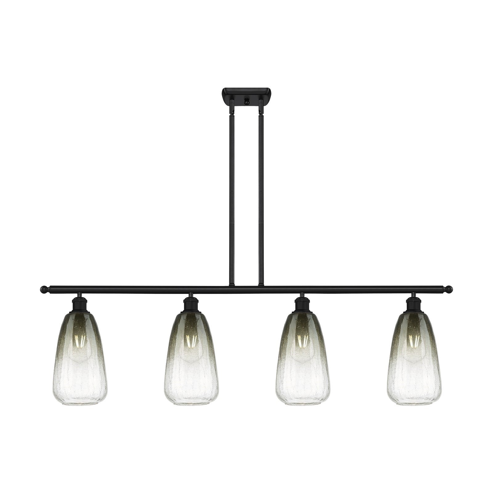 Innovations Brookhaven Almond 48in 4-Light Island Light | Industrial Matte Black Steel and Slate Glass | Kitchen Island & | Model 516-4I-BK-G480-6SL
