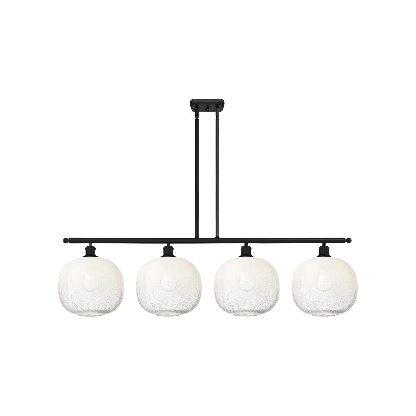 Innovations Brookhaven Sphere 49in 4-Light Island Light | Industrial Matte Black Steel and Opal Glass | Kitchen Island | 48.75 | Model 516-4I-BK-G481-10OP