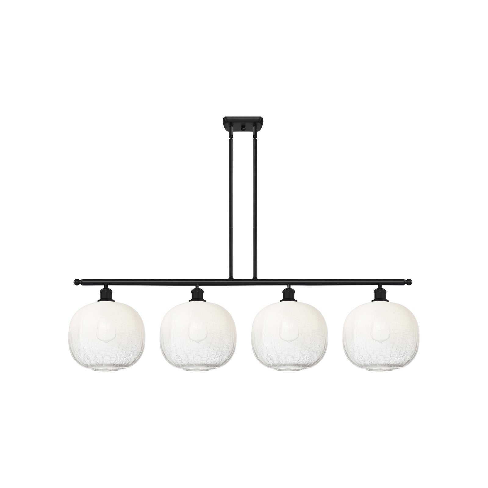 Innovations Brookhaven Sphere 49in 4-Light Island Light | Industrial Matte Black Steel and Opal Glass | Kitchen Island | 48.75 | Model 516-4I-BK-G481-10OP