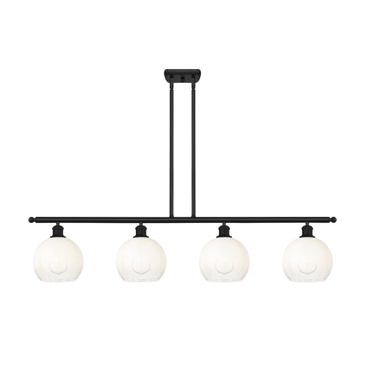 Innovations Brookhaven Globe 48in 4-Light Island Light | Industrial Matte Black Steel and Opal Glass | Kitchen Island | 48 x | Model 516-4I-BK-G483-8OP
