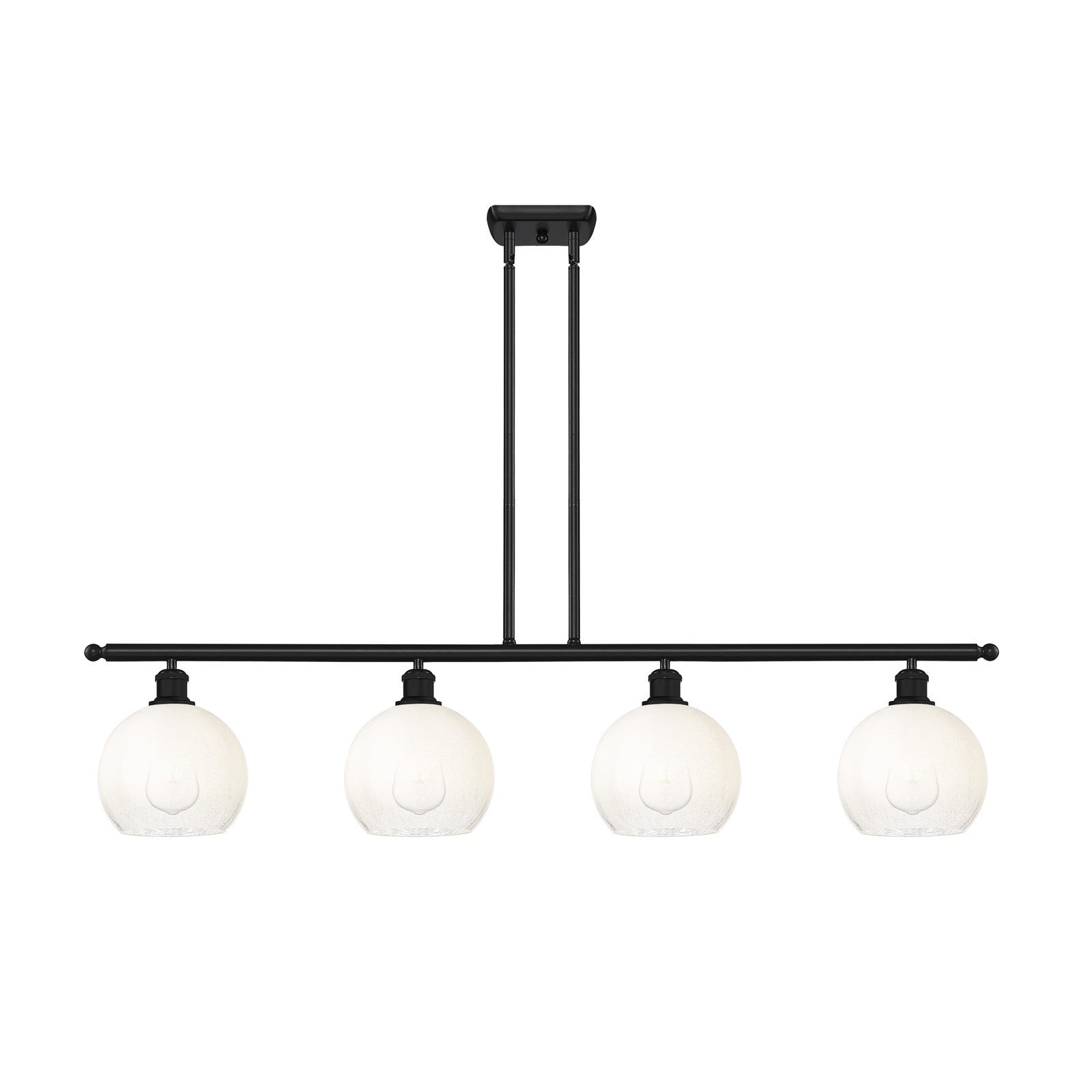 Innovations Brookhaven Globe 48in 4-Light Island Light | Industrial Matte Black Steel and Opal Glass | Kitchen Island | 48 x | Model 516-4I-BK-G483-8OP
