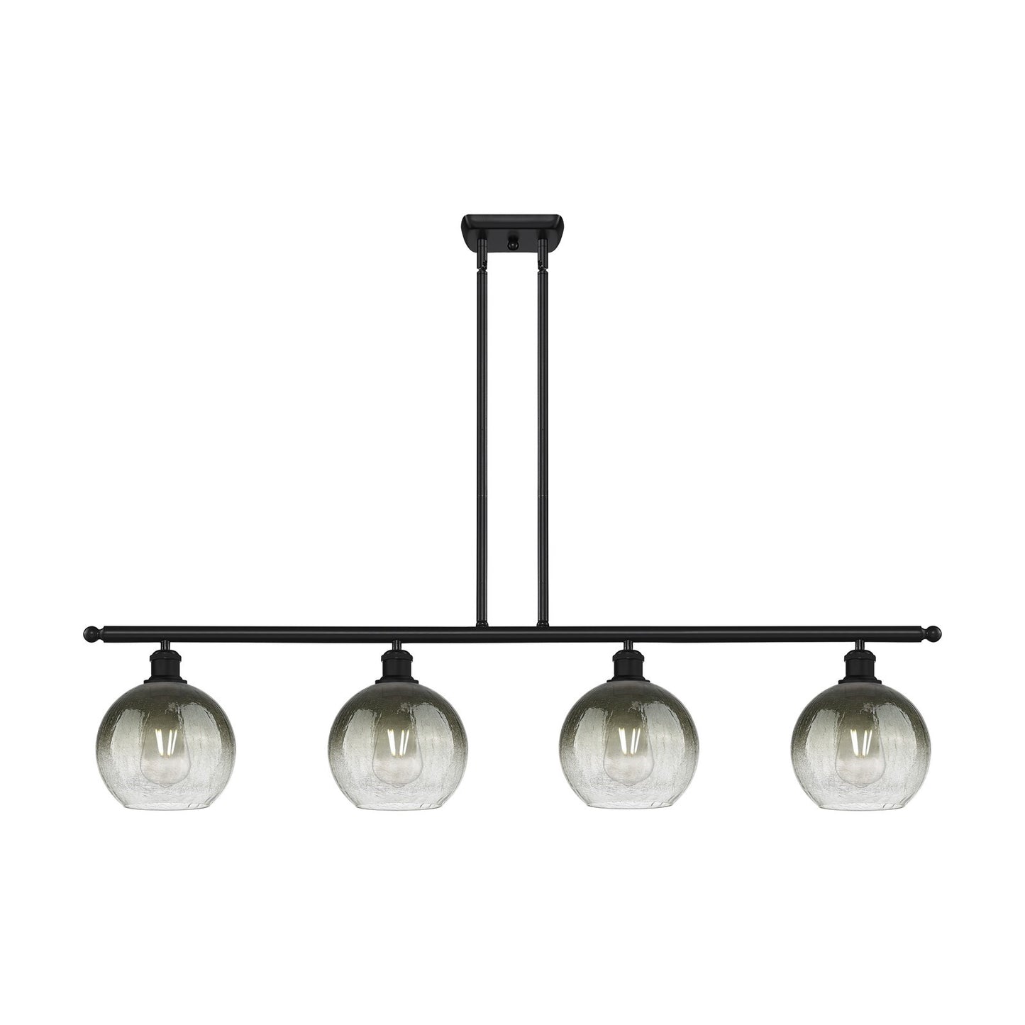 Innovations Brookhaven Globe 48in 4-Light Island Light | Industrial Matte Black Steel and Slate Glass | Kitchen Island | 48 x | Model 516-4I-BK-G483-8SL