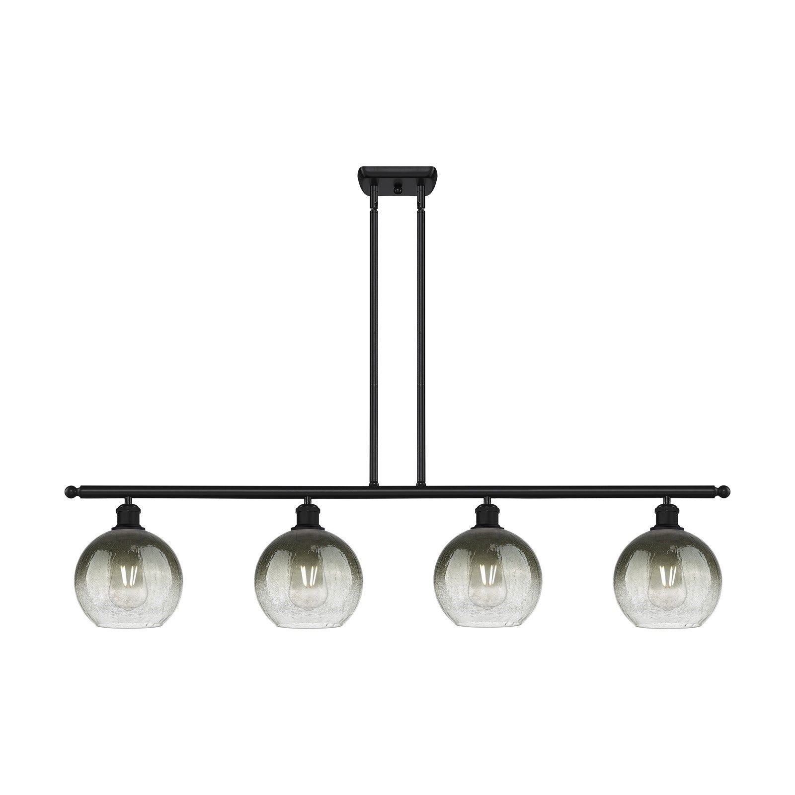 Innovations Brookhaven Globe 48in 4-Light Island Light | Industrial Matte Black Steel and Slate Glass | Kitchen Island | 48 x | Model 516-4I-BK-G483-8SL