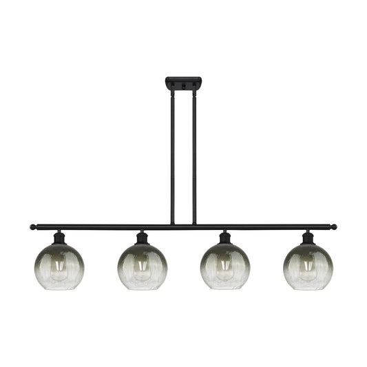 Innovations Brookhaven Globe 48in 4-Light Island Light | Industrial Matte Black Steel and Slate Glass | Kitchen Island | 48 x | Model 516-4I-BK-G483-8SL