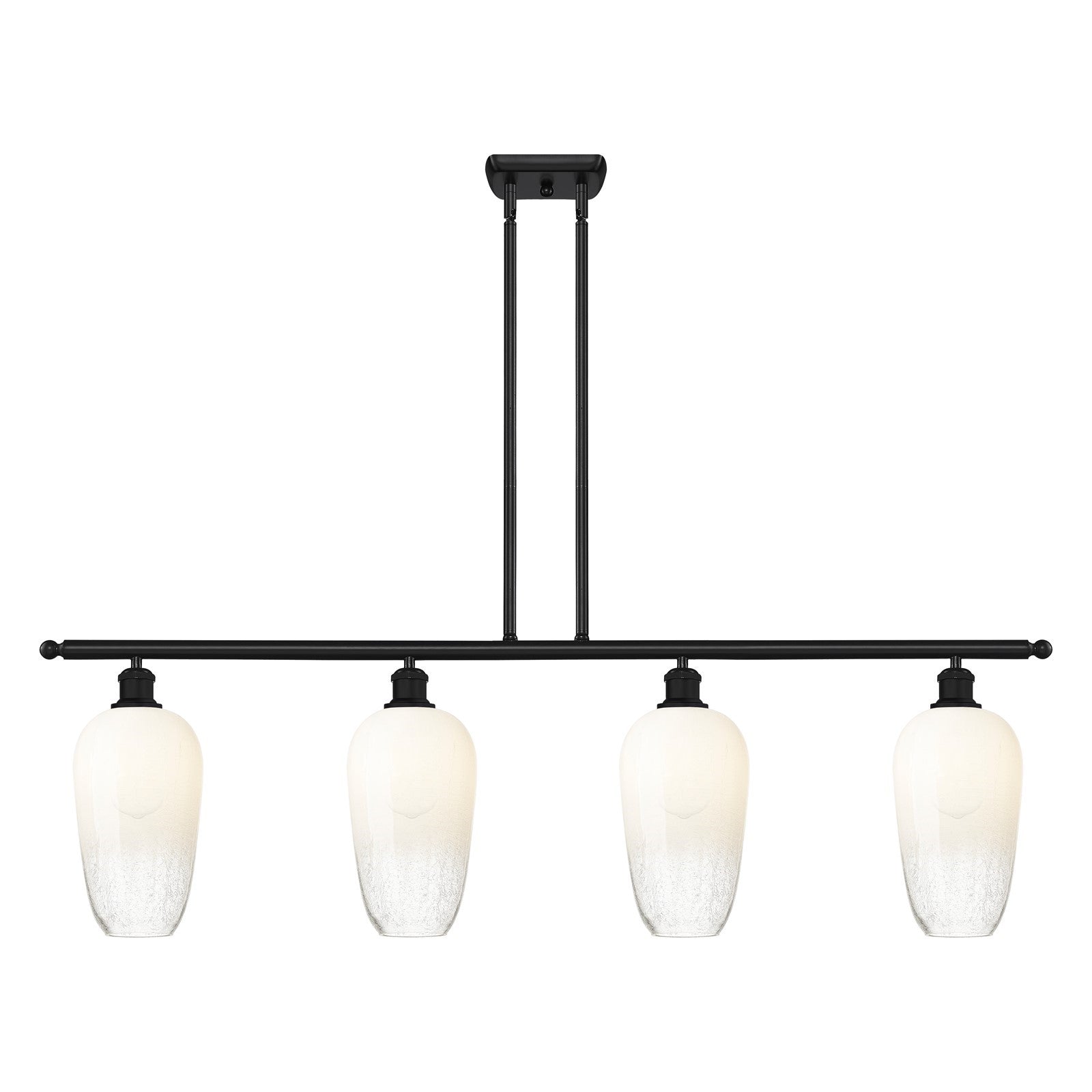 Innovations Brookhaven Flute 48in 4-Light Island Light | Industrial Matte Black Steel and Opal Glass | Kitchen Island & Dining | Model 516-4I-BK-G484-7OP