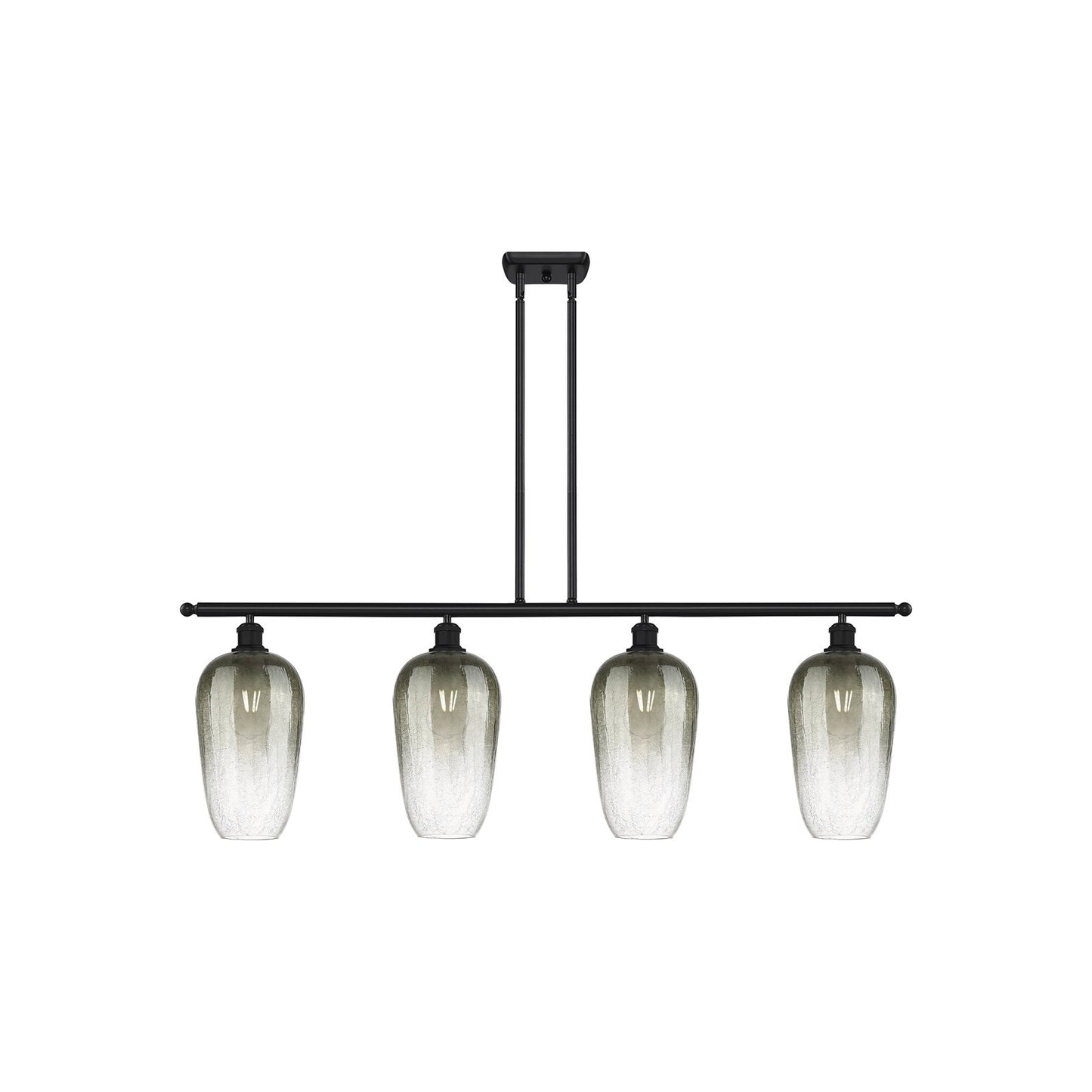 Innovations Brookhaven Flute 48in 4-Light Island Light | Industrial Matte Black Steel and Slate Glass | Kitchen Island & Dining | Model 516-4I-BK-G484-7SL
