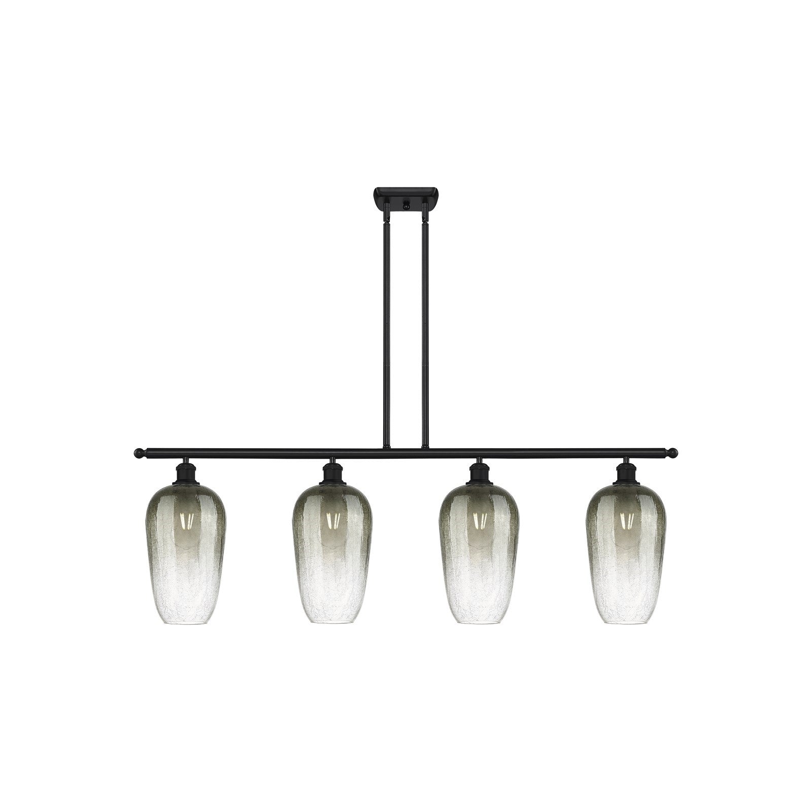 Innovations Brookhaven Flute 48in 4-Light Island Light | Industrial Matte Black Steel and Slate Glass | Kitchen Island & Dining | Model 516-4I-BK-G484-7SL