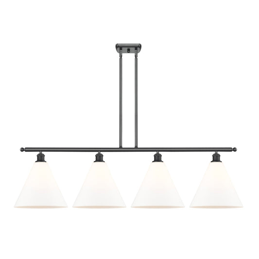 Innovations Berkshire 50in 4-Light Island Light | Industrial Matte Black Steel and Matte White Glass | Kitchen Island & Dining | Model 516-4I-BK-GBC-121