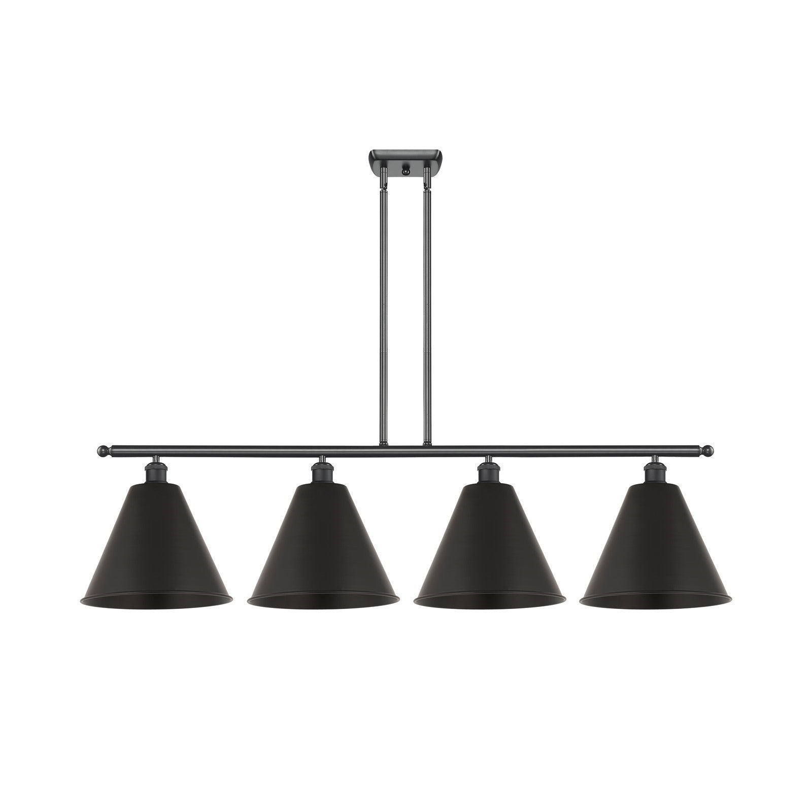 Innovations Berkshire 50in 4-Light Island Light | Industrial Farmhouse Matte Black Steel and Cast Brass with Matte Black Metal | Model 516-4I-BK-MBC-12-BK