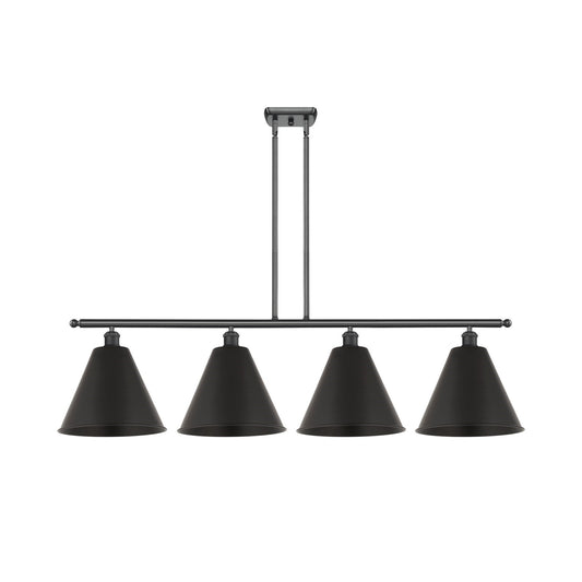 Innovations Berkshire 50in 4-Light Island Light | Industrial Farmhouse Matte Black Steel and Cast Brass with Matte Black Metal | Model 516-4I-BK-MBC-12-BK