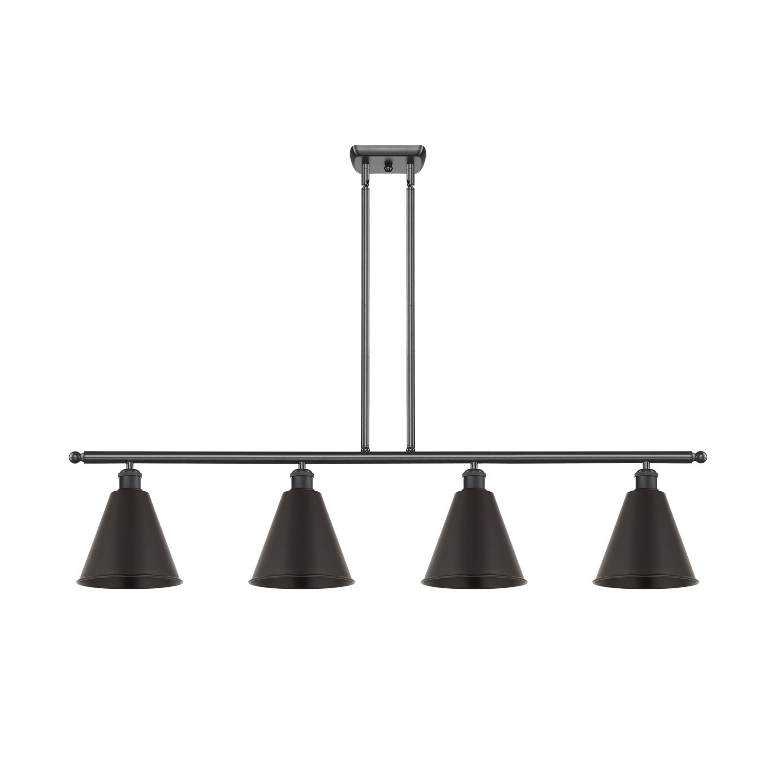 Innovations Berkshire 48in 4-Light Island Light | Industrial Farmhouse Matte Black Steel and Cast Brass with Matte Black Metal | Model 516-4I-BK-MBC-8-BK
