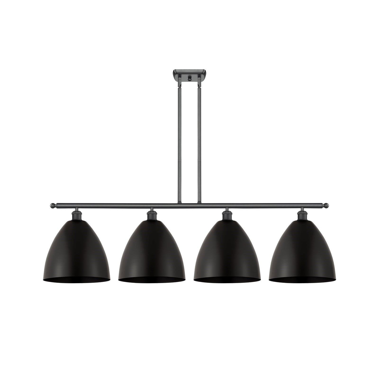 Innovations Bristol 50in 4-Light Island Light | Industrial Farmhouse Matte Black Steel and Matte Black Metal Shade | Kitchen | Model 516-4I-BK-MBD-12-BK