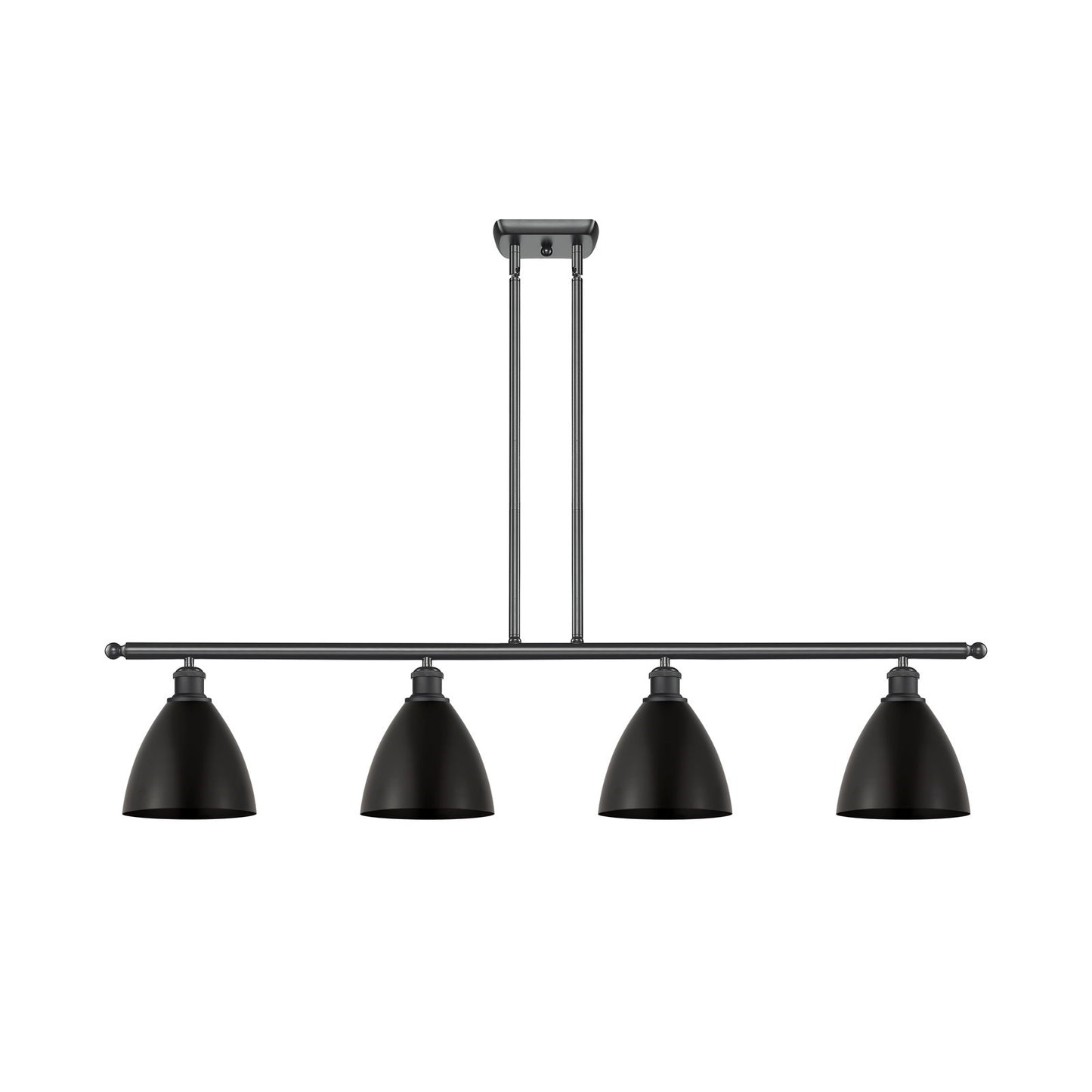 Innovations Lighting Bristol 48in 4-Light Island Light | Industrial Farmhouse Matte Black Steel and Cast Brass with Matte | Model 516-4I-BK-MBD-75-BK-LED