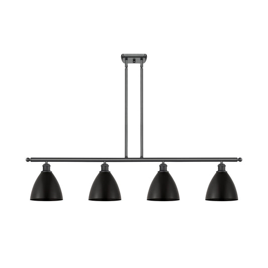 Innovations Lighting Bristol 48in 4-Light Island Light | Industrial Farmhouse Matte Black Steel and Cast Brass with Matte | Model 516-4I-BK-MBD-75-BK-LED