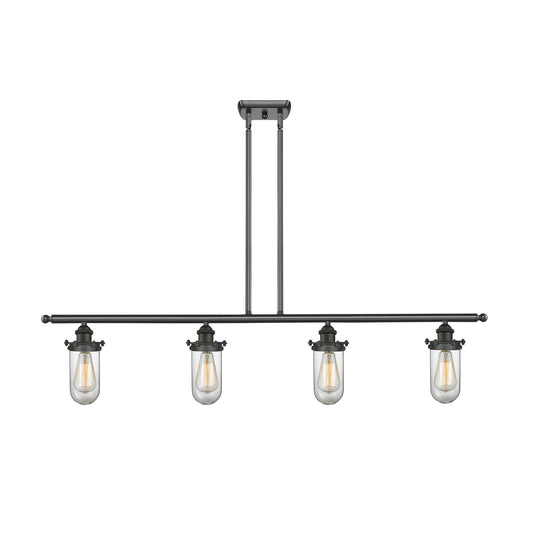 Innovations Kingsbury 48in 4-Light Island Light | Industrial Oil Rubbed Bronze Steel and Clear Glass | Kitchen Island & Dining | Model 516-4I-OB-CE231-CL