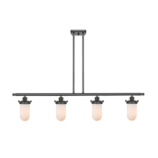 Innovations Kingsbury 48in 4-Light Island Light | Industrial Oil Rubbed Bronze and Matte White Glass | Kitchen Island | 48 x 11 | Model 516-4I-OB-CE231-W