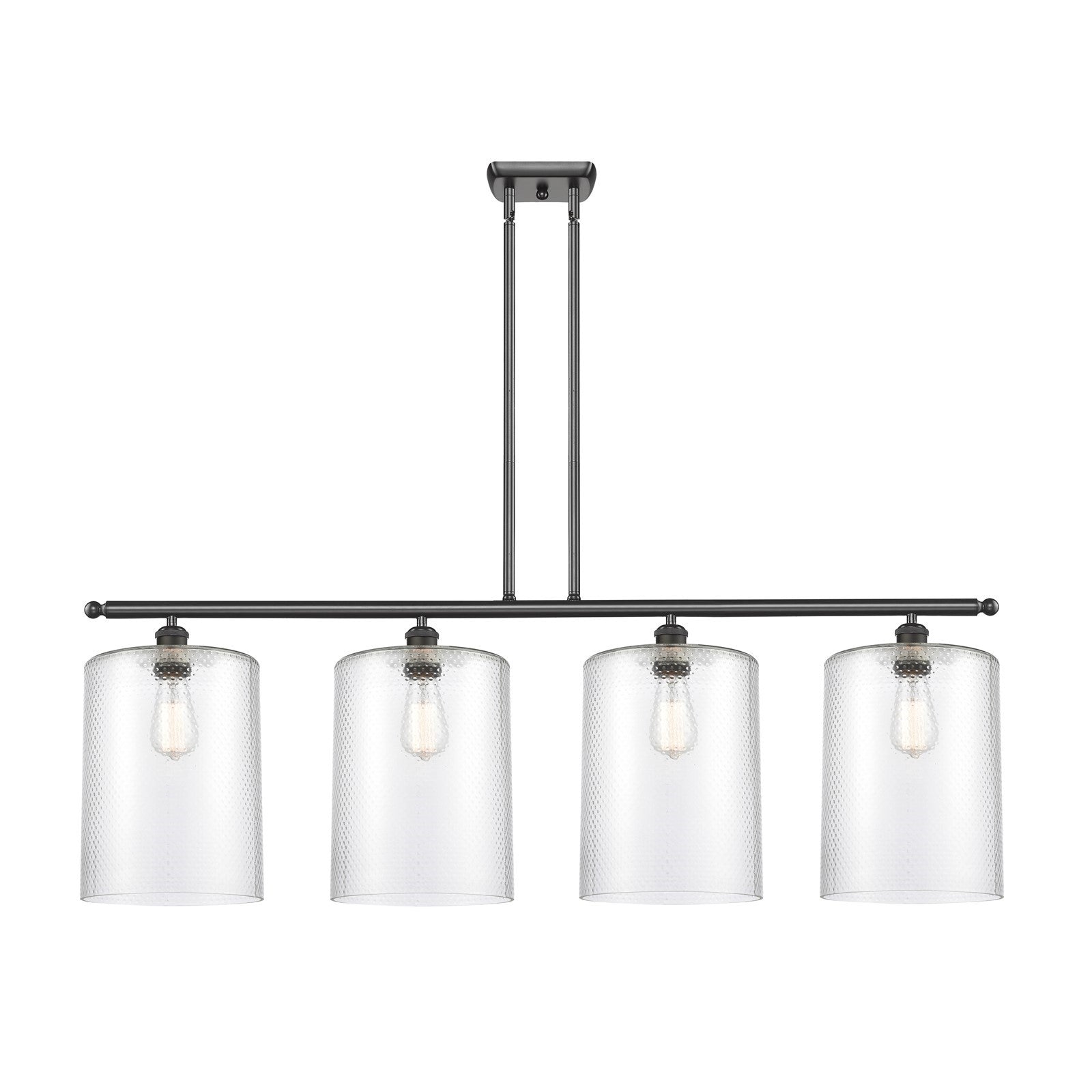 Innovations Cobbleskill 48in 4-Light Island Light | Art Nouveau Industrial Oil Rubbed Bronze Steel and Clear Glass | Kitchen | Model 516-4I-OB-G112-L