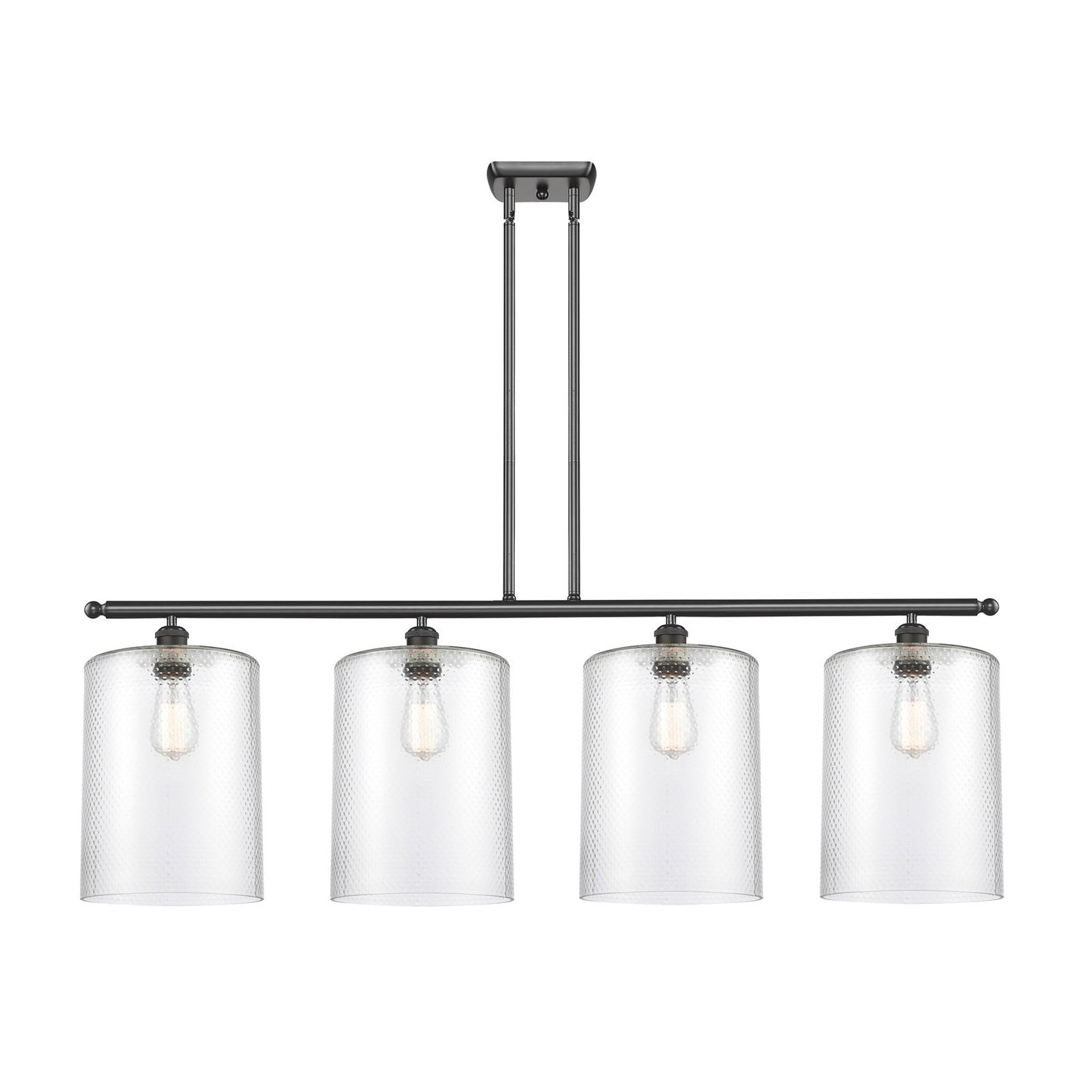 Innovations Cobbleskill 48in 4-Light Island Light | Art Nouveau Industrial Oil Rubbed Bronze Steel and Clear Glass | Kitchen | Model 516-4I-OB-G112-L