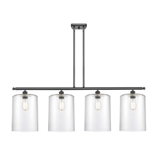 Innovations Cobbleskill 48in 4-Light Island Light | Art Nouveau Industrial Oil Rubbed Bronze Steel and Clear Glass | Kitchen | Model 516-4I-OB-G112-L