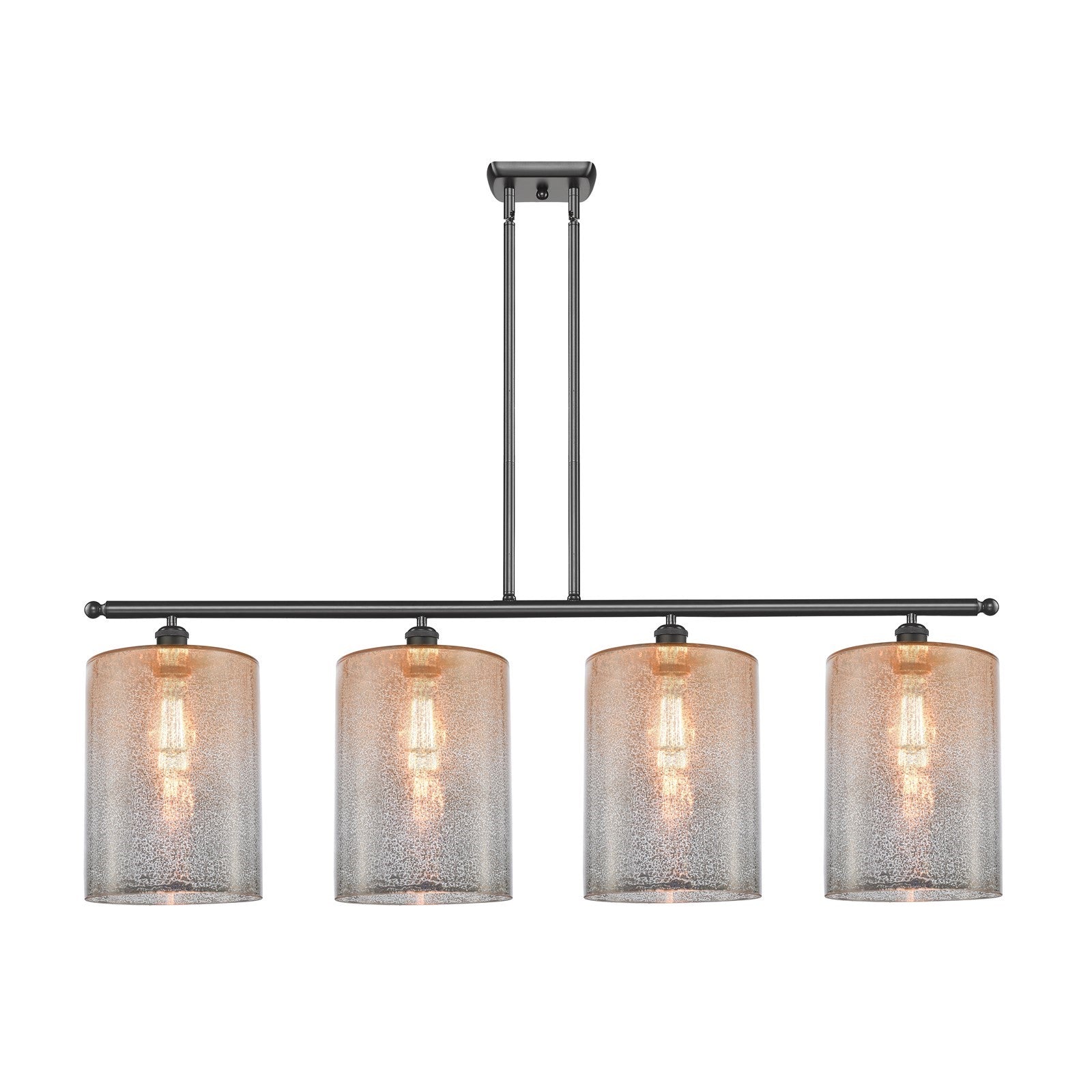 Innovations Cobbleskill 48in 4-Light Island Light | Industrial Oil Rubbed Bronze Steel and Mercury Glass | Kitchen Island & | Model 516-4I-OB-G116-L
