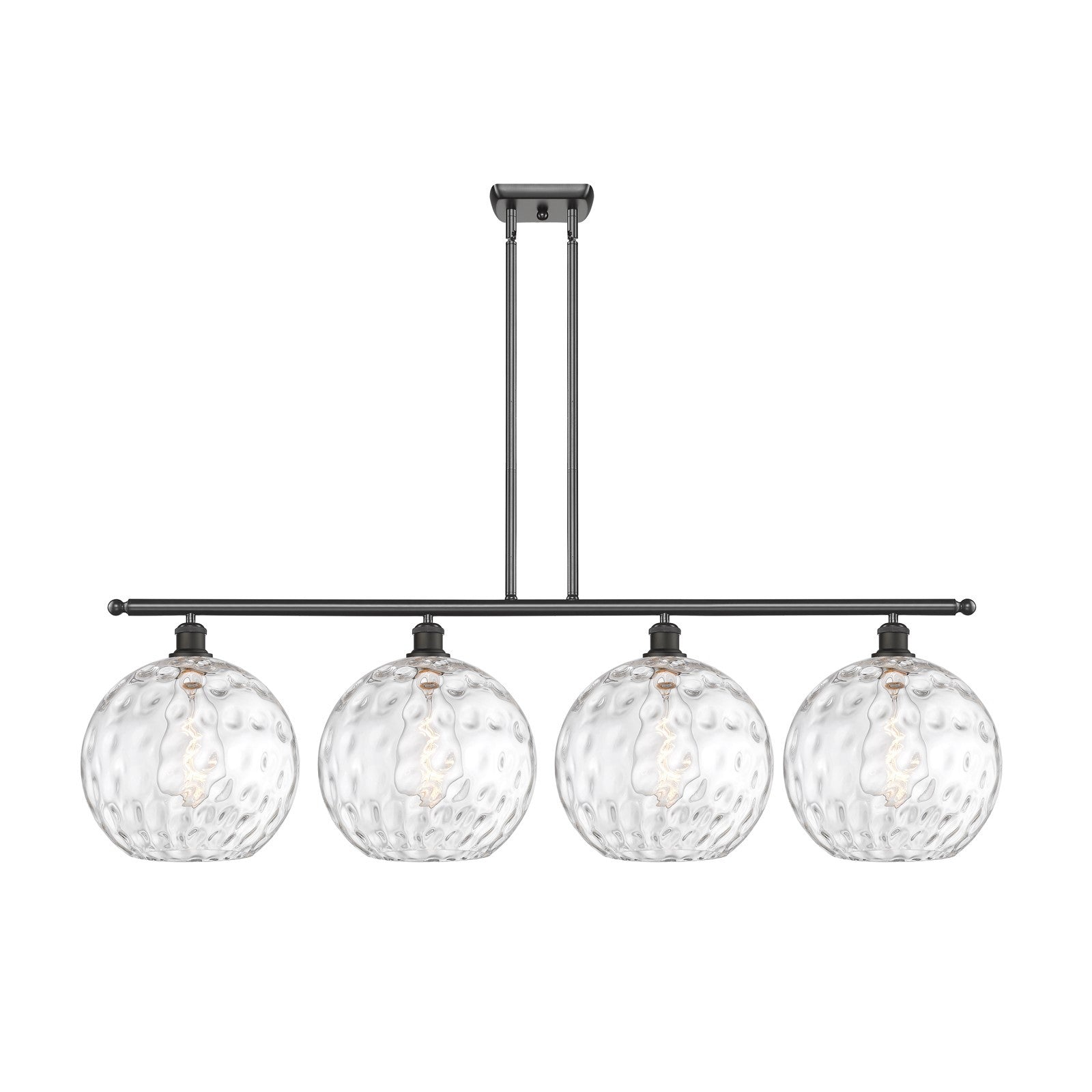 Innovations Athens Water Glass 50in 4-Light Island Light | Industrial Oil Rubbed Bronze Steel and Clear Glass | Kitchen Island | Model 516-4I-OB-G1215-12