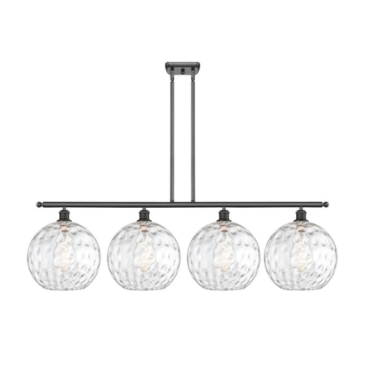 Innovations Athens Water Glass 50in 4-Light Island Light | Industrial Oil Rubbed Bronze Steel and Clear Glass | Kitchen Island | Model 516-4I-OB-G1215-12