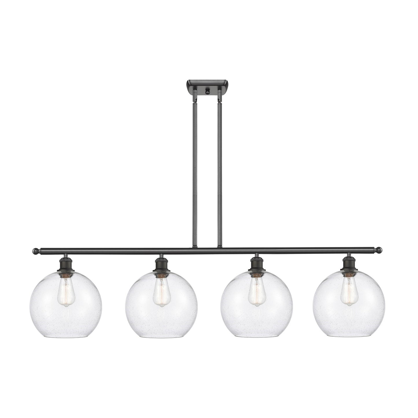 Innovations Athens 48in 4-Light Island Light | Industrial Oil Rubbed Bronze Steel and Seedy Glass | Kitchen Island & Dining Room | Model 516-4I-OB-G124-10