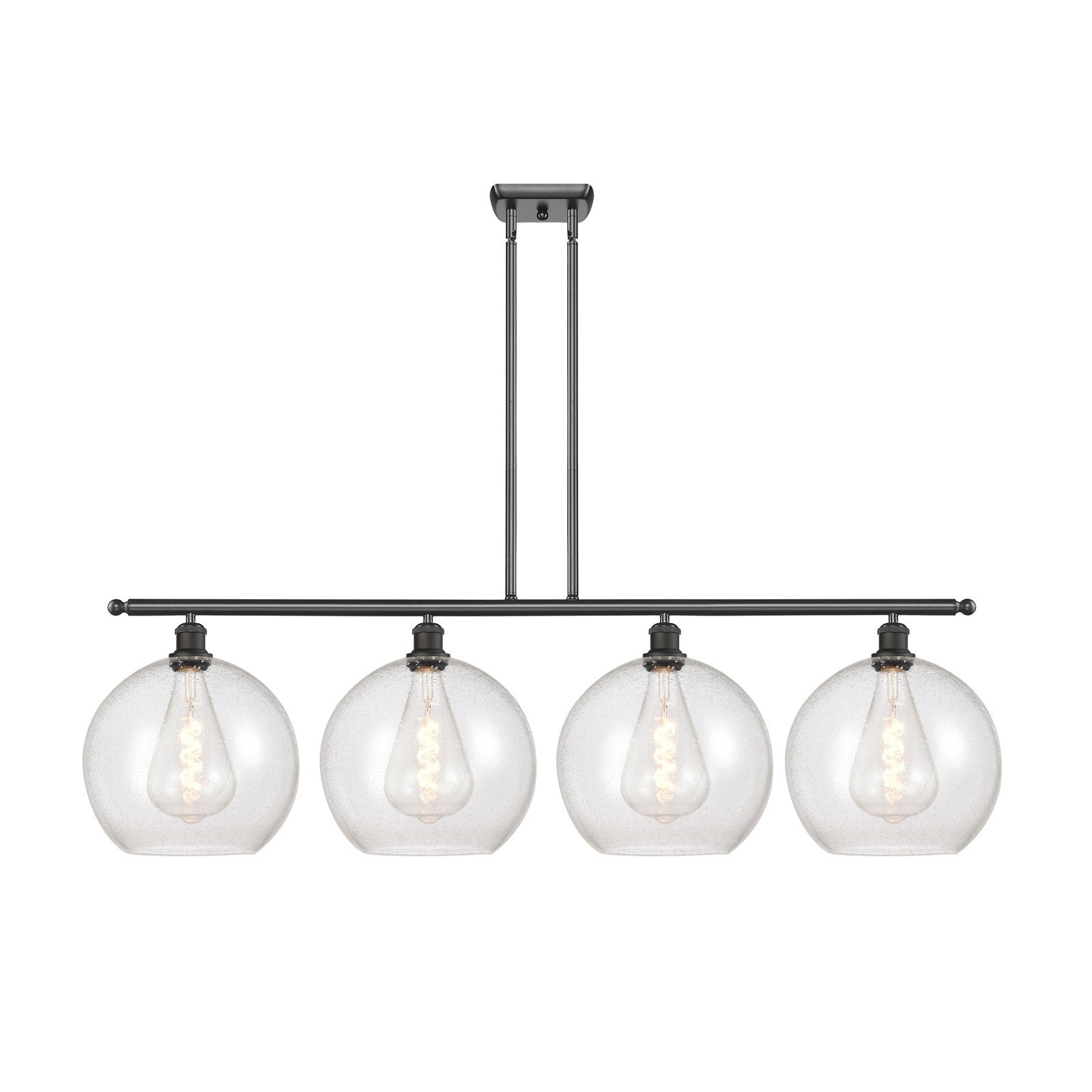 Innovations Athens 50in 4-Light Island Light | Industrial Oil Rubbed Bronze Steel and Seedy Glass | Kitchen Island & Dining Room | Model 516-4I-OB-G124-12