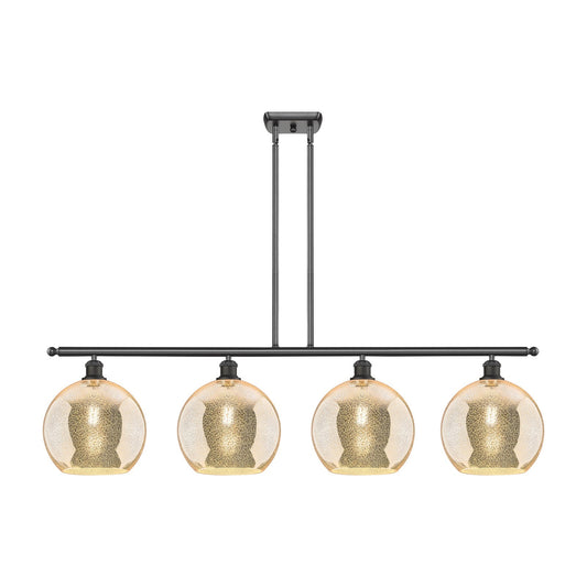 Innovations Athens 48in 4 Light Island Light | Industrial Oil Rubbed Bronze Steel & Mercury Glass | Kitchen Island | Model 516-4I-OB-G128-10