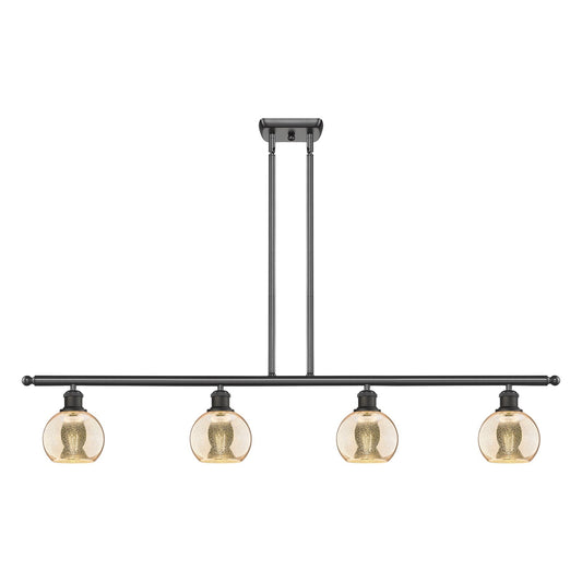 Innovations Athens 48in 4-Light Island Light | Industrial Oil Rubbed Bronze Steel and Mercury Glass | Kitchen Island & Dining | Model 516-4I-OB-G128-6
