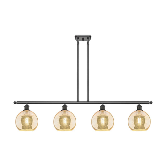 Innovations Athens 48in 4-Light Island Light | Industrial Oil Rubbed Bronze Steel and Mercury Glass | Kitchen Island & Dining | Model 516-4I-OB-G128-8