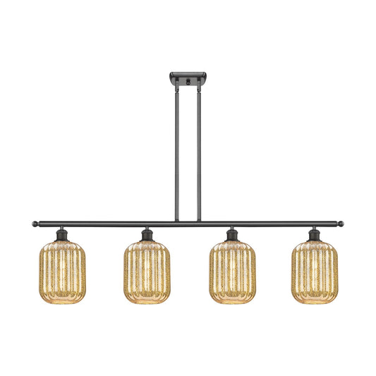 Innovations Preston Cylinder 48in 4-Light Island Light | Industrial Oil Rubbed Bronze Steel and Mercury Glass | Kitchen Island | Model 516-4I-OB-G460-7ME