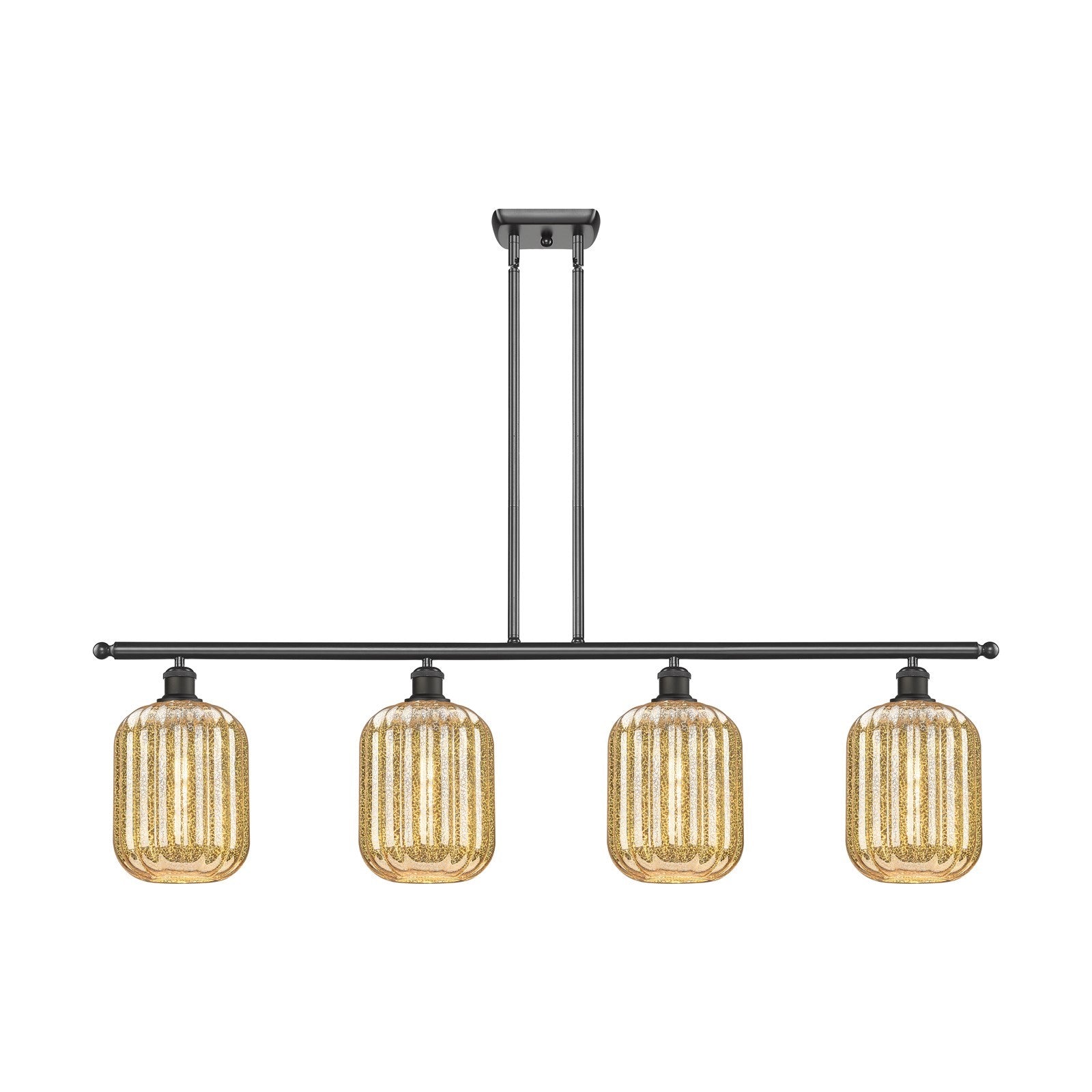 Innovations Preston Cylinder 48in 4-Light Island Light | Industrial Oil Rubbed Bronze Steel and Mercury Glass | Kitchen Island | Model 516-4I-OB-G460-7ME