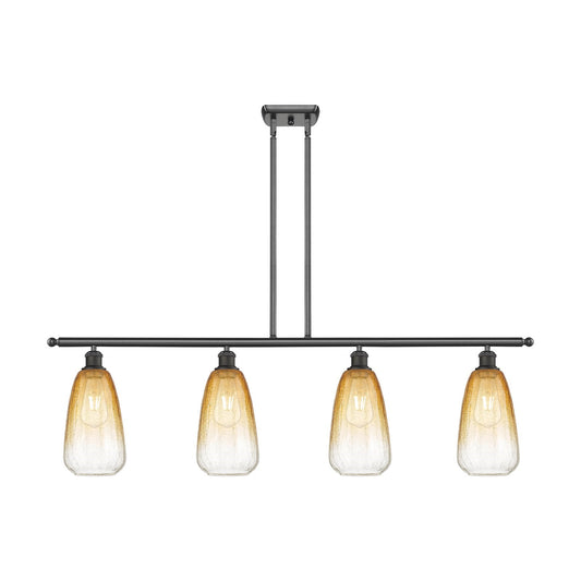 Innovations Brookhaven Almond 48in 4-Light Island Light | Industrial Oil Rubbed Bronze Steel and Amber Glass | Kitchen Island | Model 516-4I-OB-G480-6AM