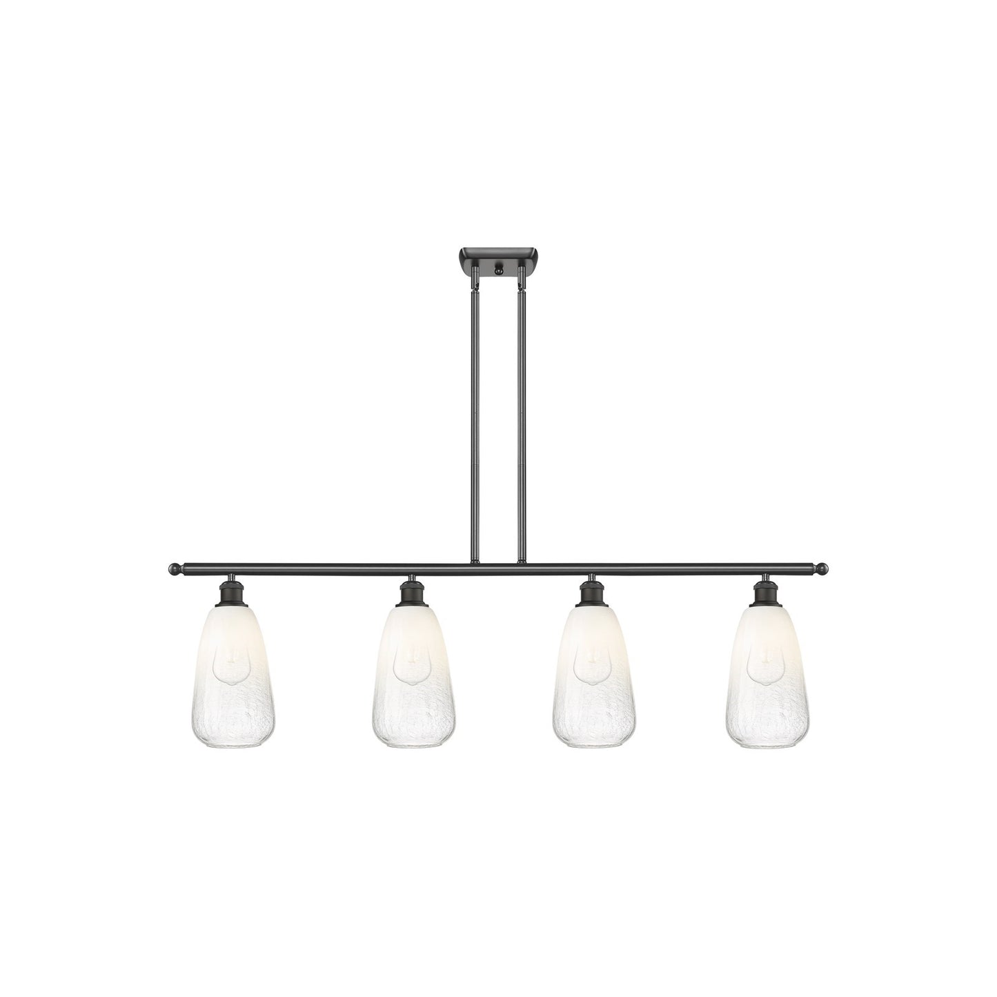 Innovations Brookhaven Almond 48in 4-Light Island Light | Industrial Oil Rubbed Bronze Steel and Opal Glass | Kitchen Island & | Model 516-4I-OB-G480-6OP