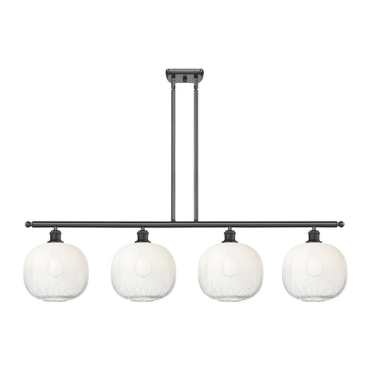 Innovations Brookhaven Sphere 49in 4-Light Island Light | Industrial Oil Rubbed Bronze Steel and Opal Glass | Kitchen Island & | Model 516-4I-OB-G481-10OP