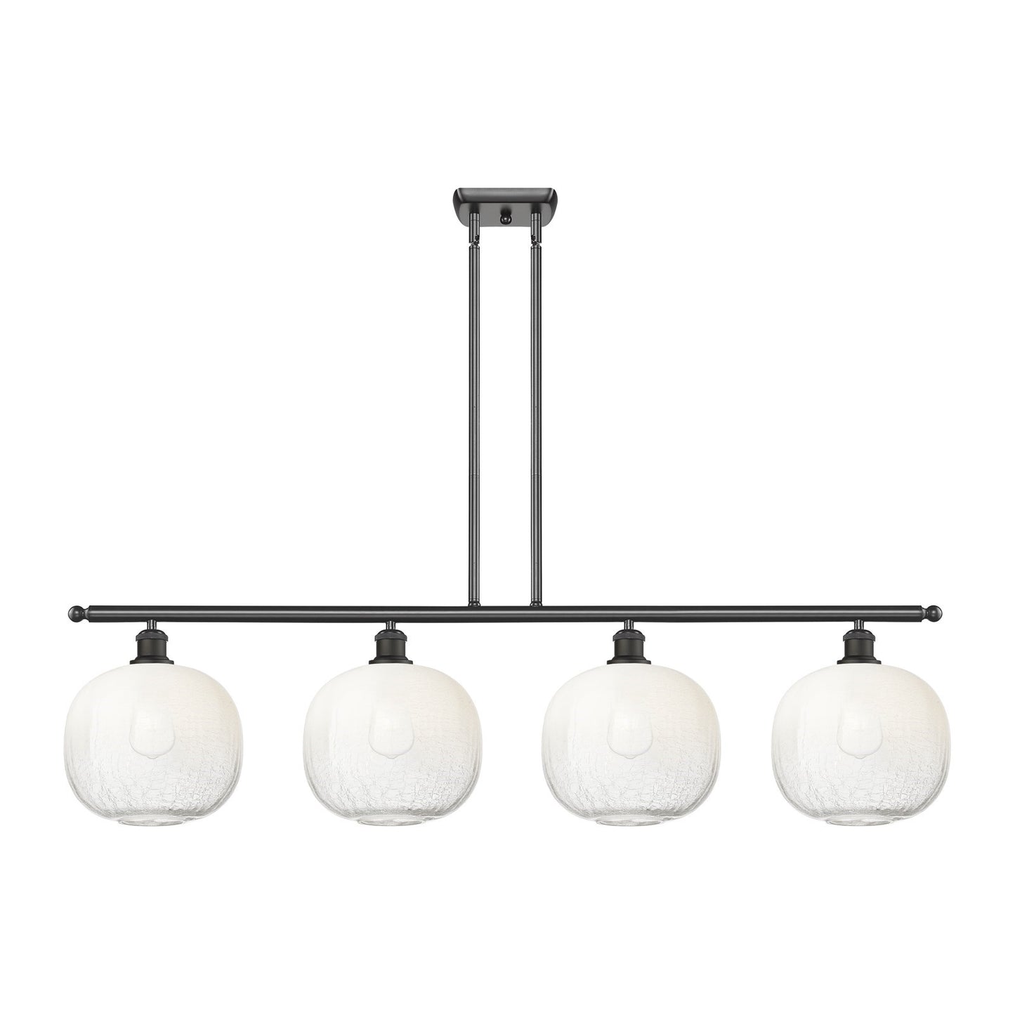 Innovations Brookhaven Sphere 49in 4-Light Island Light | Industrial Oil Rubbed Bronze Steel and Opal Glass | Kitchen Island & | Model 516-4I-OB-G481-10OP