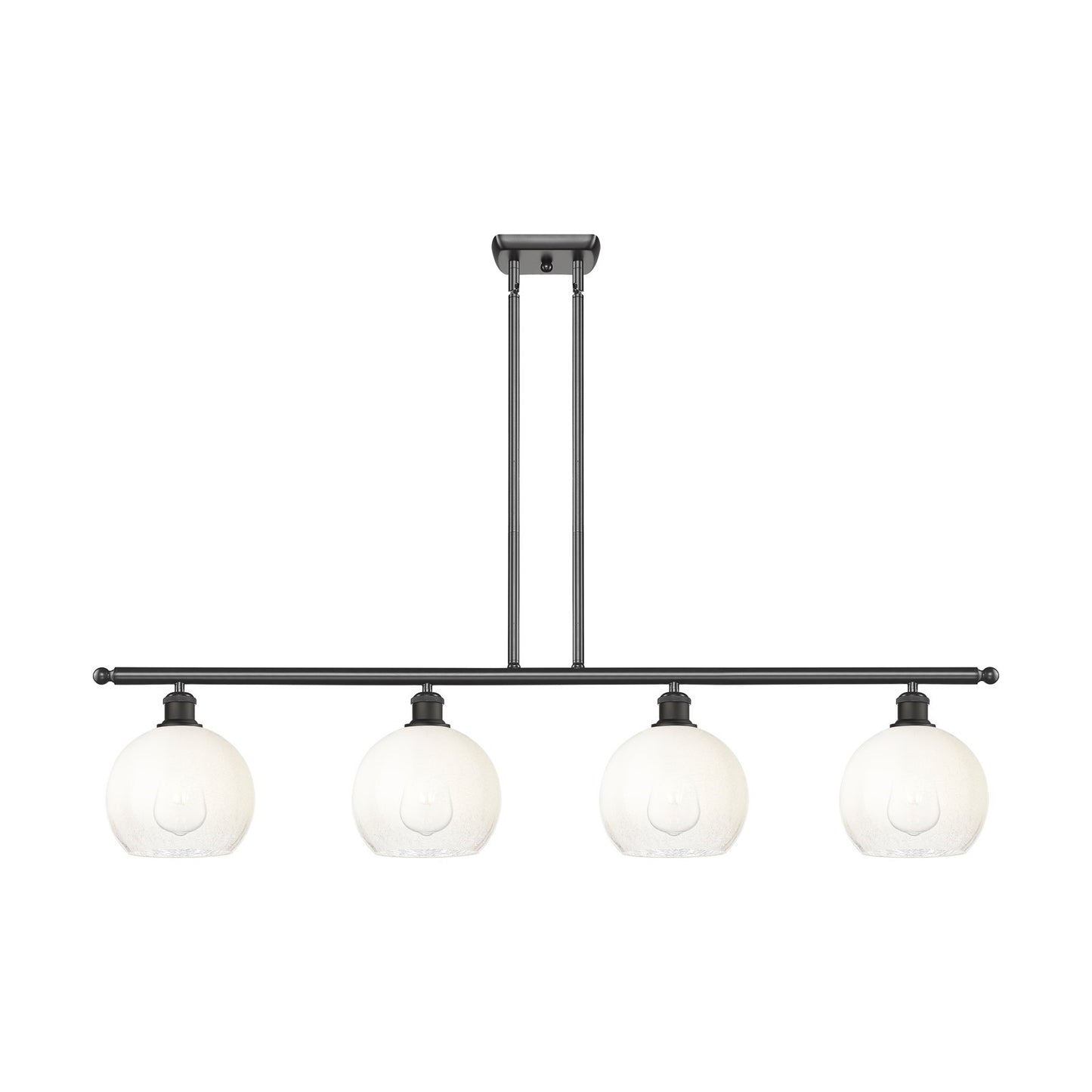 Innovations Brookhaven Globe 48in 4-Light Island Light | Industrial Oil Rubbed Bronze Steel and Opal Glass | Kitchen Island & | Model 516-4I-OB-G483-8OP