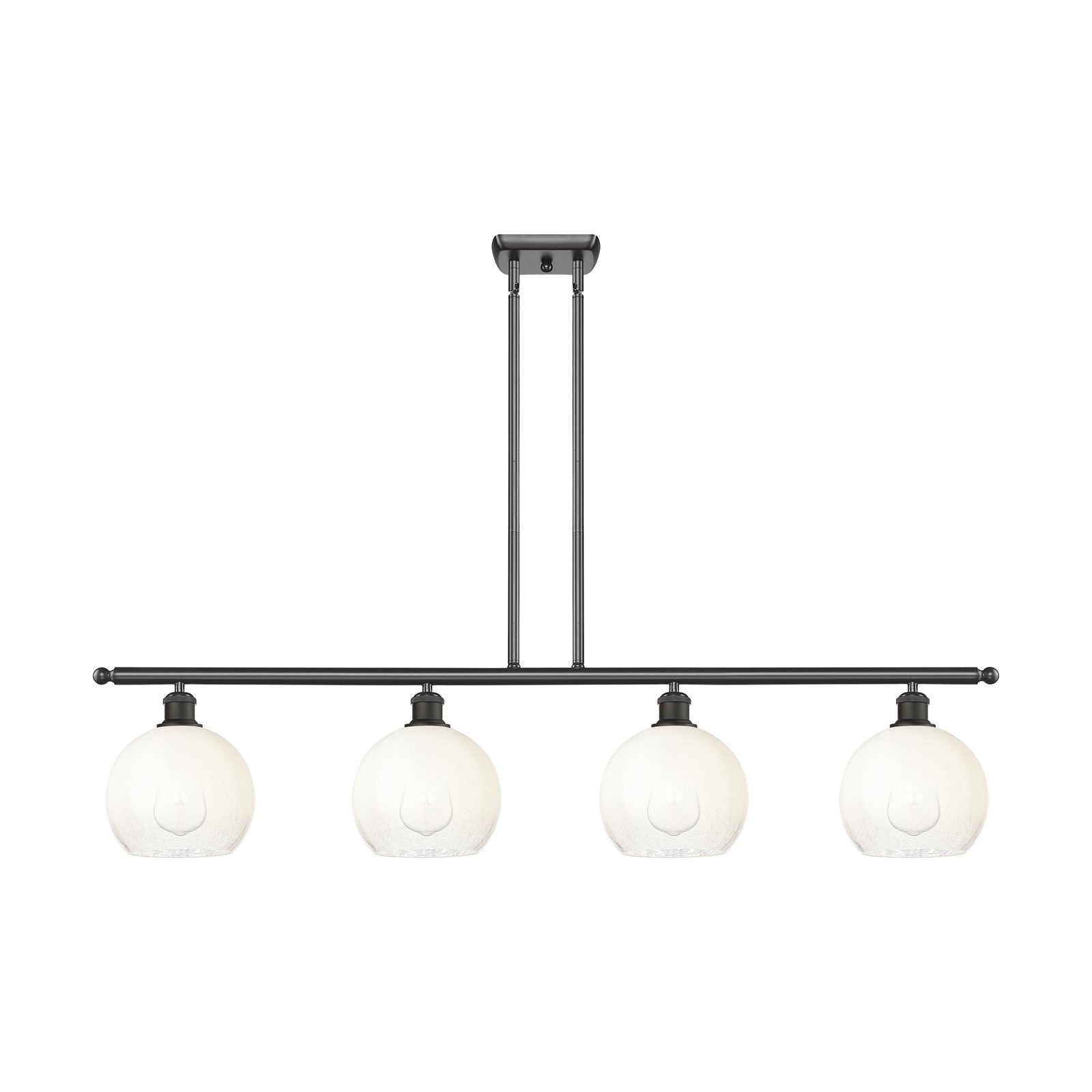 Innovations Brookhaven Globe 48in 4-Light Island Light | Industrial Oil Rubbed Bronze Steel and Opal Glass | Kitchen Island & | Model 516-4I-OB-G483-8OP