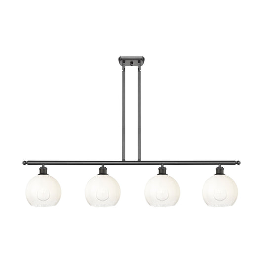 Innovations Brookhaven Globe 48in 4-Light Island Light | Industrial Oil Rubbed Bronze Steel and Opal Glass | Kitchen Island & | Model 516-4I-OB-G483-8OP