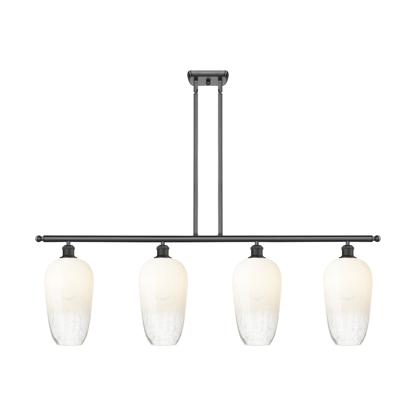 Innovations Brookhaven Flute 48in 4-Light Island Light | Industrial Oil Rubbed Bronze Steel and Opal Glass | Kitchen Island & | Model 516-4I-OB-G484-7OP